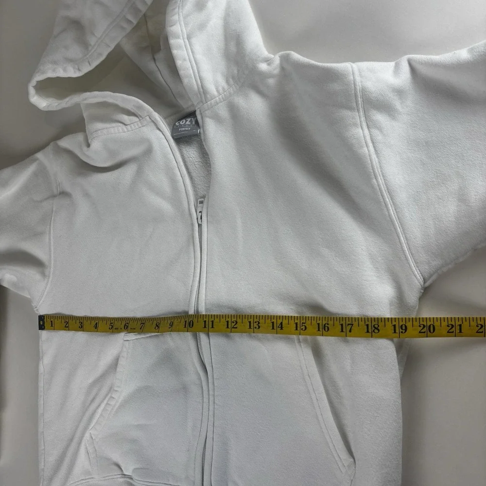 TNA COZY Fleece Perfect White Zip-Up Hoodie Size Medium Women's Heavy - Picture 9 of 10